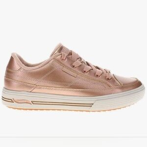 New! Skechers Arch Fit Arcade Glistening Gal Rose Gold Sneakers Size 5